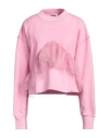 Msgm Woman Sweatshirt Pink Size L Cotton, Polyamide
