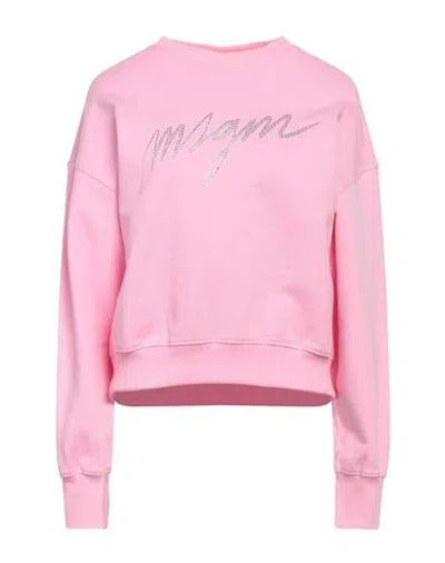 Msgm Woman Sweatshirt Pink Size Xl Cotton