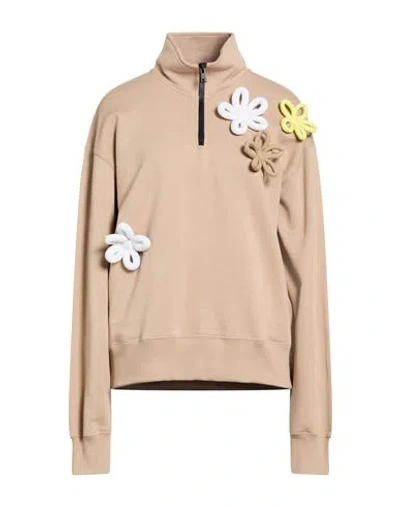 Msgm Woman Sweatshirt Sand Size S Cotton In Brown