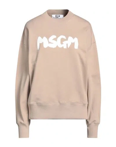 Msgm Woman Sweatshirt Sand Size S Cotton In Brown