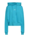 Msgm Woman Sweatshirt Turquoise Size L Cotton In Blue