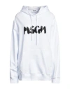 Msgm Logo-print French Cotton-terry Hoodie In White