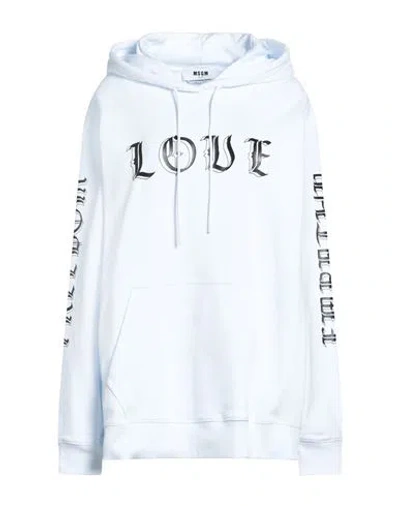 Msgm Woman Sweatshirt White Size L Cotton In Blue