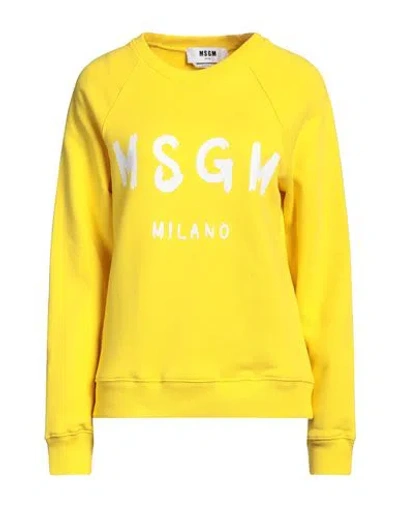 Msgm Woman Sweatshirt Yellow Size M Cotton