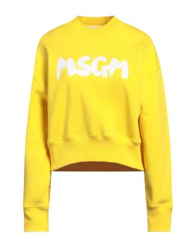 Msgm Woman Sweatshirt Yellow Size S Cotton