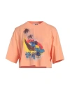 Msgm Woman T-shirt Apricot Size M Cotton In Orange
