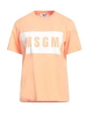 Msgm Woman T-shirt Apricot Size M Cotton In Orange