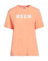 Msgm Woman T-shirt Apricot Size Xxl Cotton In Orange