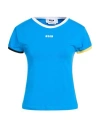 Msgm Woman T-shirt Azure Size L Cotton, Elastane In Blue