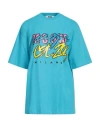 Msgm Woman T-shirt Azure Size S Cotton In Blue