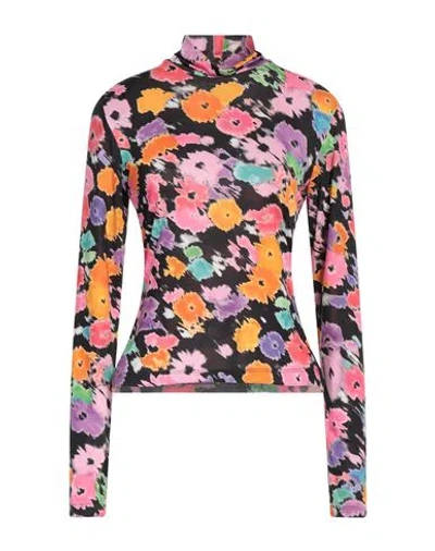 Msgm Woman T-shirt Black Size 6 Polyester, Elastane
