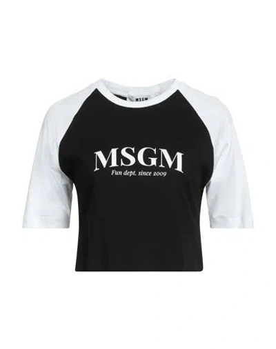 Msgm Woman T-shirt Black Size L Cotton