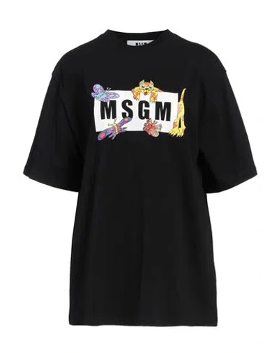 Msgm Woman T-shirt Black Size M Cotton In Black