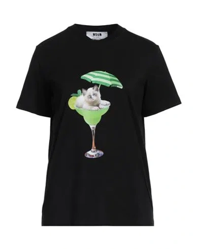 MSGM MSGM WOMAN T-SHIRT BLACK SIZE M COTTON