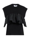 Msgm Ruffled-panel T-shirt In Black
