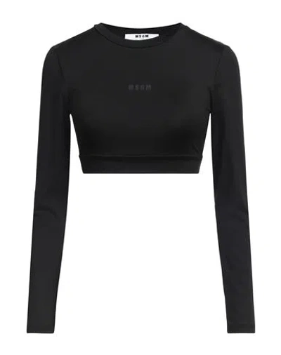 Msgm Woman T-shirt Black Size Xl Polyamide, Elastane