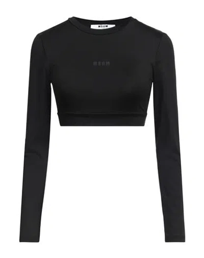 Msgm Woman T-shirt Black Size S Polyamide, Elastane