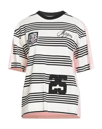 Msgm Woman T-shirt Cream Size L Cotton In Black