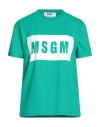 Msgm Woman T-shirt Emerald Green Size L Cotton In Green