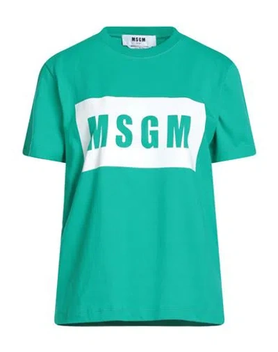 Msgm Woman T-shirt Emerald Green Size L Cotton