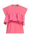 Msgm Woman T-shirt Fuchsia Size L Cotton, Polyester In Pink