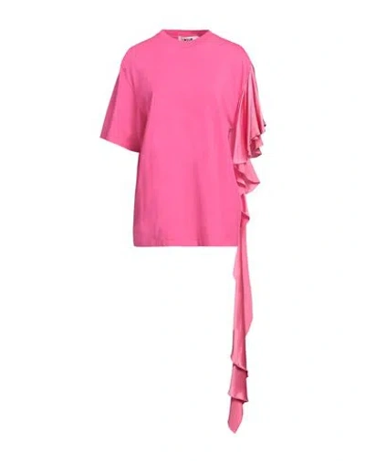 Msgm Woman T-shirt Fuchsia Size L Cotton, Viscose In Pink