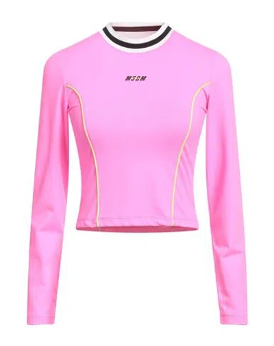 Msgm Woman T-shirt Fuchsia Size S Polyamide, Elastane In Pink