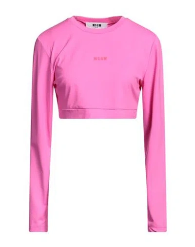 Msgm Woman T-shirt Fuchsia Size Xl Polyamide, Elastane In Pink