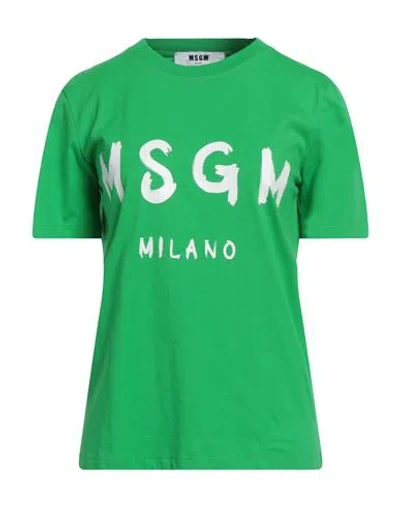 Msgm Woman T-shirt Green Size L Cotton