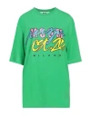 Msgm Woman T-shirt Green Size L Cotton