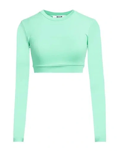 Msgm Woman T-shirt Green Size Xl Polyamide, Elastane