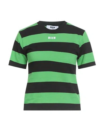 Msgm Woman T-shirt Green Size M Cotton