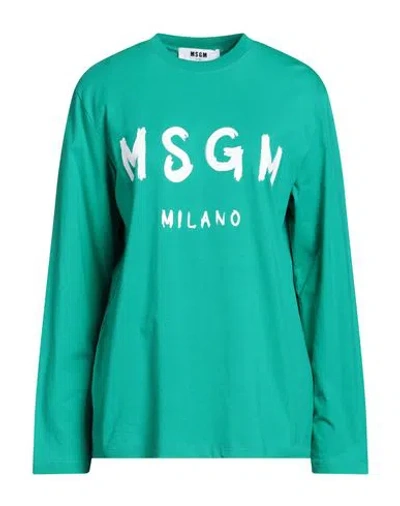 Msgm Woman T-shirt Green Size M Cotton