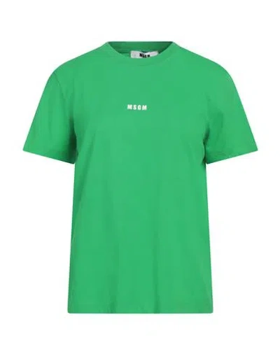 Msgm Woman T-shirt Green Size S Cotton