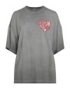 Msgm Woman T-shirt Grey Size L Cotton In Gray