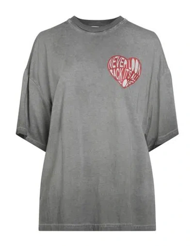 Msgm Woman T-shirt Grey Size L Cotton In Gray