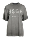Msgm Woman T-shirt Grey Size L Cotton