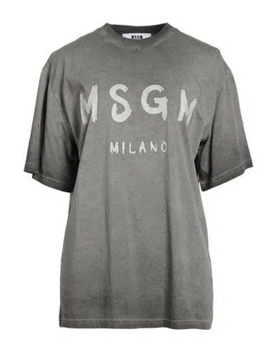 Msgm Woman T-shirt Grey Size L Cotton