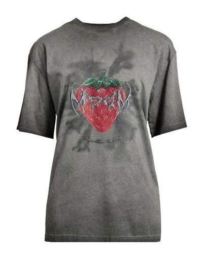 Msgm Woman T-shirt Grey Size Xl Cotton In Gray
