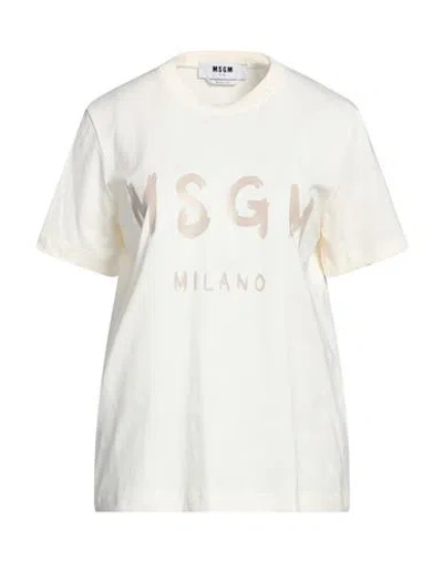 Msgm Woman T-shirt Ivory Size Xl Cotton In White