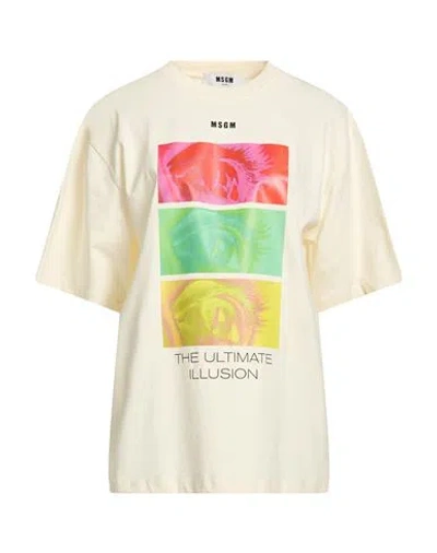 Msgm Woman T-shirt Ivory Size Xs Cotton In White