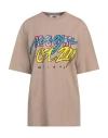 Msgm Woman T-shirt Khaki Size L Cotton In Beige