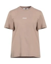 Msgm Woman T-shirt Light Brown Size S Cotton In Beige