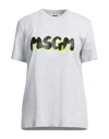 Msgm Woman T-shirt Light Grey Size M Cotton In Grey