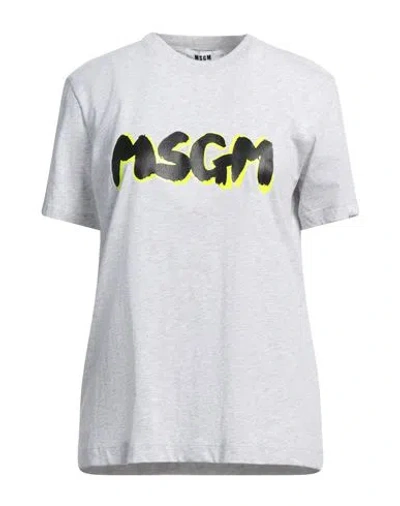 Msgm Woman T-shirt Light Grey Size M Cotton