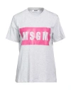 Msgm Woman T-shirt Light Grey Size S Cotton