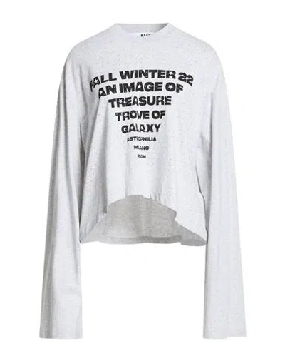 Msgm Woman T-shirt Light Grey Size S Cotton In Gray