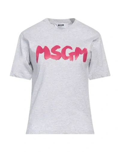 Msgm Woman T-shirt Light Grey Size Xl Cotton