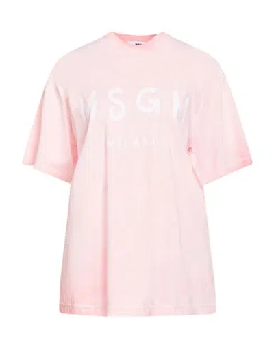 Msgm Woman T-shirt Light Pink Size M Cotton