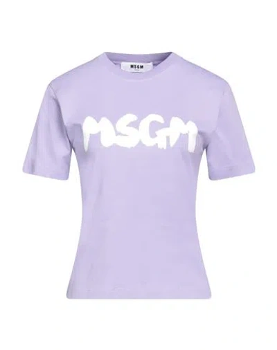 Msgm Woman T-shirt Light Purple Size M Cotton